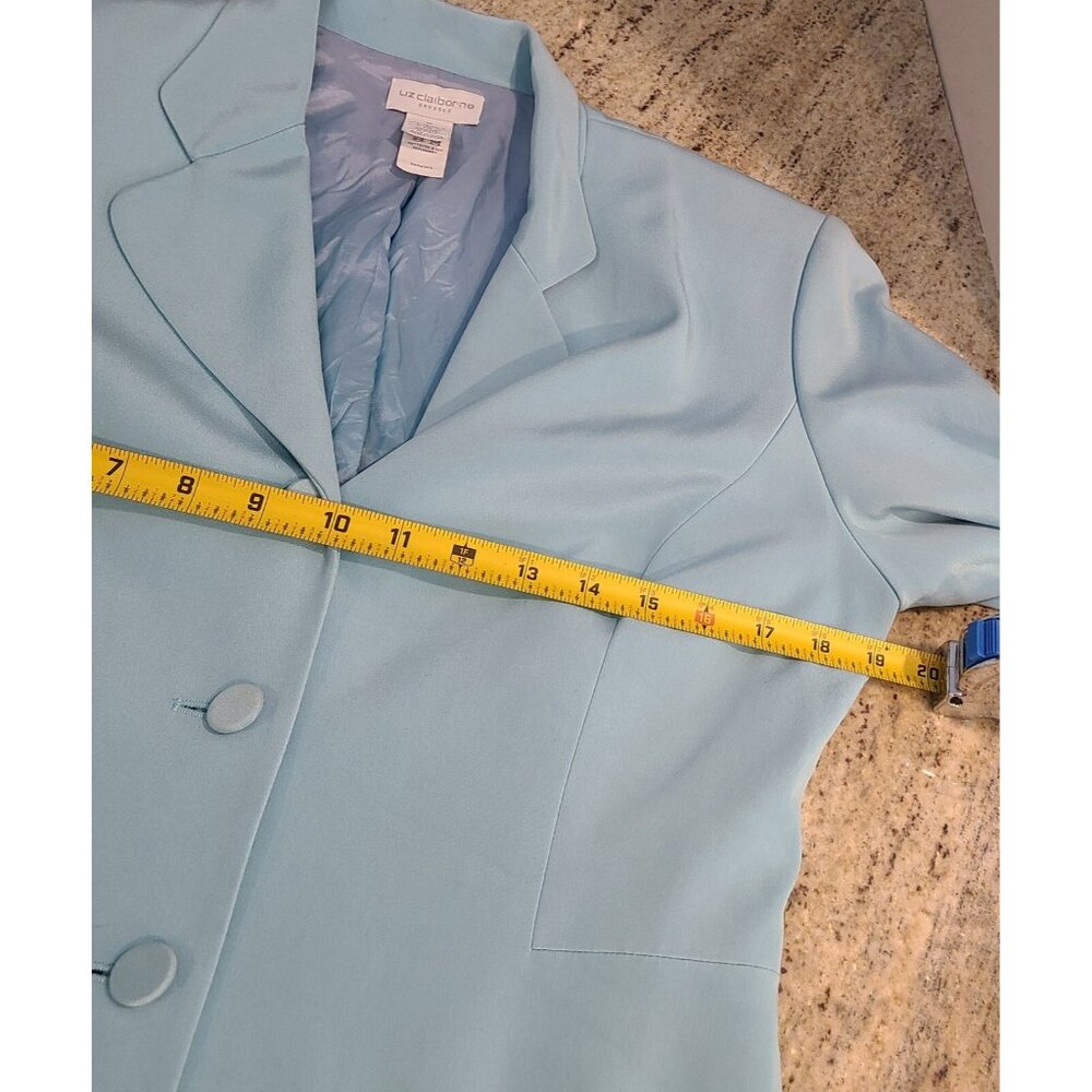 Liz Claiborne 100% Silk Dress Suit Blazer Lined Blue Size 10 2 Piece Office - Picture 15 of 16